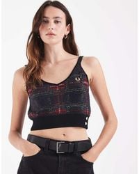 Fred Perry - F Perry X Amy Winehouse Knitted Tartan Logo Crop Cami Top - Lyst
