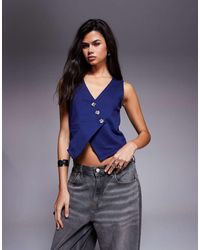ASOS - Jersey Twill Asymmetric Waistcoat Top - Lyst