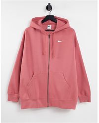 nike mini swoosh oversized cropped grey zip through moletom com capuz