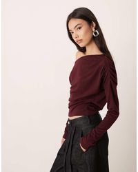 ASOS - Gebreide Top Met Lange Mouwen En Afhangende Schouders - Lyst