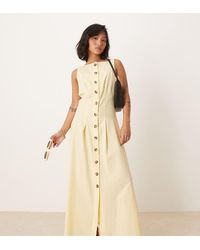 ASOS - Asos Design Petite Slash Neck Button Down Waistcoat Maxi Dress - Lyst