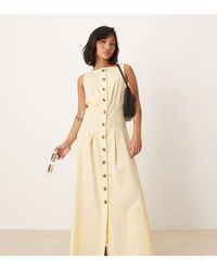 ASOS - Asos Design Petite Slash Neck Button Down Waistcoat Maxi Dress - Lyst