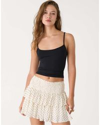 Stradivarius - Mini Skort Met Ruches - Lyst