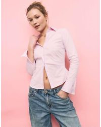 Stradivarius - Basic Gestreept Aansluitend Overhemd - Lyst