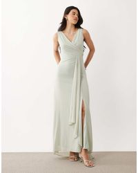 TFNC London - Bridesmaid Chiffon Wrap Top Draped Maxi Dress - Lyst
