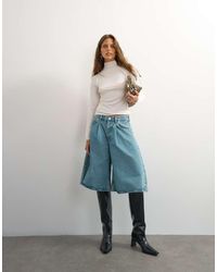 TOPSHOP - X Cara Denim Ultra-Wide Geplooide Culotte - Lyst