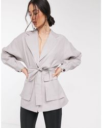 ASOS Long Line Utility Blazer - Purple