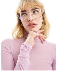 ASOS - Clear Lens Metal Round Glasses With Blue Light Lens - Lyst