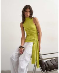 TOPSHOP - High Neck Top With Tie Detail - Lyst