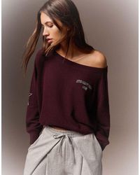 Bershka - Graphic Boat Neck Jumper - Lyst