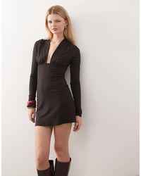 Weekday - Plunge Long Sleeve Mini Dress - Lyst