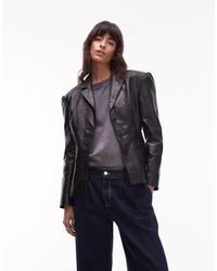 Urbancode - Aansluitend Leren Blazer-Jack - Lyst