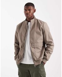 Threadbare - Giacca Bomber Color Tortora Con Tasche Sul Davanti - Lyst