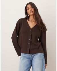 ASOS - Gebreid Vest Met V-Hals En Lange Mouwen - Lyst