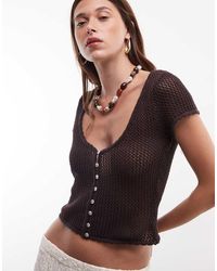Monki - Crochet Knit Short Sleeve Top Co-ord - Lyst
