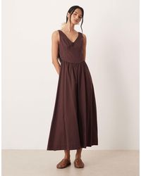ASOS - Waisted V Neck Maxi Sundress With Seaming Details - Lyst