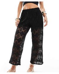JDY Petite - Gehaakte Broek Met Wijde Pijpen En Ingebouwde Short - Lyst