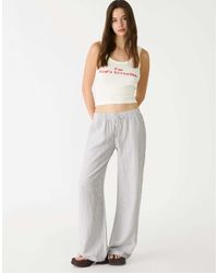 Stradivarius - – fließende hose aus leinenmix - Lyst