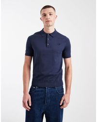Fred Perry - Polo en maille à manches courtes et logo - foncé - Lyst
