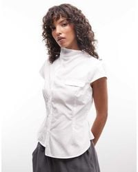 Collusion - Button Detail High Neck Shirt - Lyst