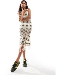 Reclaimed (vintage) - Limited Edition Crochet Midi Dress With Flowers - Lyst