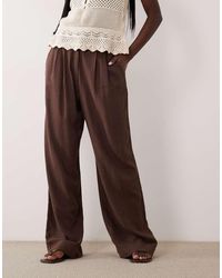 Abercrombie & Fitch - Wide Leg Linen Rich Trouser - Lyst