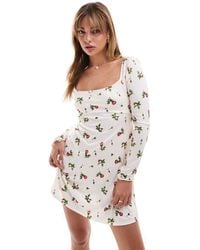 ASOS - Long Sleeve Square Neck Mini Dress With Open Back - Lyst