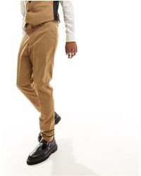 ASOS - Pantaloni skinny da abito micro testurizzato color cammello - Lyst