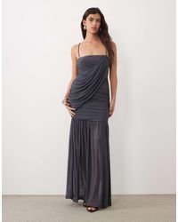 ASOS - Mesh Sleeveless Asymmetric Drape Maxi Dress - Lyst