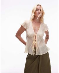 TOPSHOP - Tie Front Top - Lyst