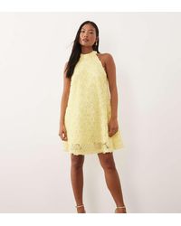 Vila - Floral Jacquard Halter Neck Mini Dress - Lyst