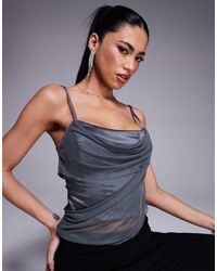 ASOS - Draped Mesh And Satin Mix Cami Top - Lyst