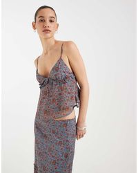 Motel - Melinda Chiffon Frill Loose Cami Top - Lyst