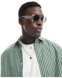 ASOS - Festival Aviator Sunglasses With Lens And Clear Crystal Frame - Lyst