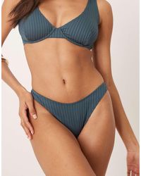 ASOS - Riddy Rib High Leg Cheeky Bikini Bottom - Lyst