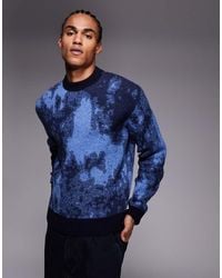 BOSS - Kradar Relaxed Fit Camo Crew Neck Knitted Jumper - Lyst