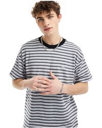 Obey - Stripe Short Sleeve T-shirt With Ringer Detail - Lyst