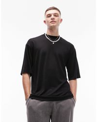 TOPMAN - Camiseta negra holgada - Lyst