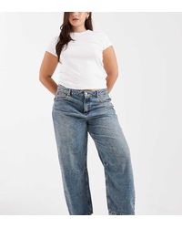 ASOS - Asos Design Curve Ankle Grazer Barrel Jeans With Cinch Waist - Lyst