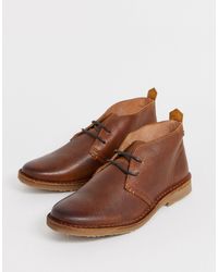 river island leather desert boots in light brown