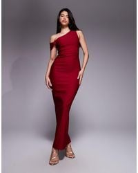 Vesper - Bengaline One Shoulder Knot Detail Maxi Bodycon Dress - Lyst