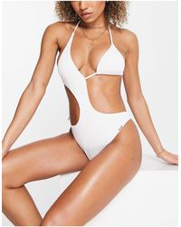 Free Society - Crinkle Cut Out Swimsuit - Lyst