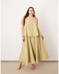 ASOS - Curve Strappy Square Neck Maxi With Pockets And Dramatic Drape Detail - Lyst