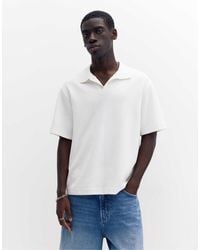 Pull&Bear - Polo en maille interlock à manches courtes - cassé - Lyst