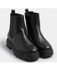 Yours Clothing - Faux Leather Chunky Chelsea Boots - Lyst