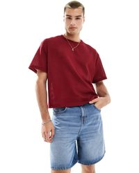 ASOS - T-shirt squadrata oversize all'uncinetto rossa - Lyst