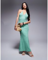 ASOS - Vestito Lungo Allacciato Al Collo Testurizzato Con Perline - Lyst
