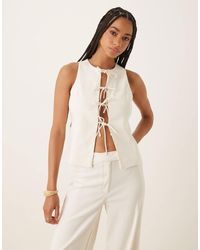 Mango - – vorne gebundene weste aus leinenmix - Lyst
