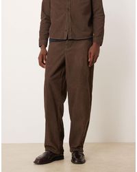 ASOS - Pantalon droit ample d'ensemble en velours côtelé - marron - Lyst