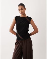 Mango - Sheer Lace Detail Sleeveless Top - Lyst
